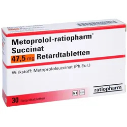 METOPROLOL-ratiopharm Succinat 47,5 mg Retardtabl. 30 St