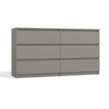 Topeshop CDF Kommode Malwa M6 140 Farbe: Gruau Schrank für Dokumente, Kleinigkeiten Ideal für Wohnzimmer, Schlafzimmer, Kinderzimmer, Jugendzimmer und Büro 6 geräumige Schubladen