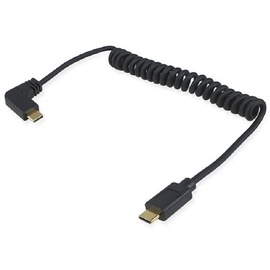 Equip USB 2.0 C auf C 90° abgewinkeltes Spiralkabel, Stecker/Stecker, 1 m