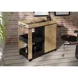 Forte Home BAR Barschrank mit Rollen und 2 Türen, Holzwerkstoff, Artisan Eiche/Schwarzeiche, B x H x T: 77,4 x 88,2 x 42 cm