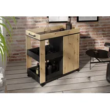 Forte Home BAR Barschrank mit Rollen und 2 Türen, Holzwerkstoff, Artisan Eiche/Schwarzeiche, B x H x T: 77,4 x 88,2 x 42 cm