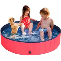 Taeku Hundepool für Große Kleine Hunde, Faltbare Haustier Planschbecken PVC rutschfest Pools Verschleißfest Schwimmbecken Hundebadewanne (Rot 80 * 30)