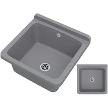 GRANITAN - Spüle Orta - Waschbecken Wandmontage für Innen- und Außenaufstellung - 40x38x22,8 cm - Chemikalienbeständig - Ideal für Werkstatt und Garten - Grau