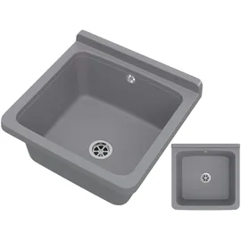 GRANITAN - Spüle Orta - Waschbecken Wandmontage für Innen- und Außenaufstellung - 40x38x22,8 cm - Chemikalienbeständig - Ideal für Werkstatt und Garten - Grau