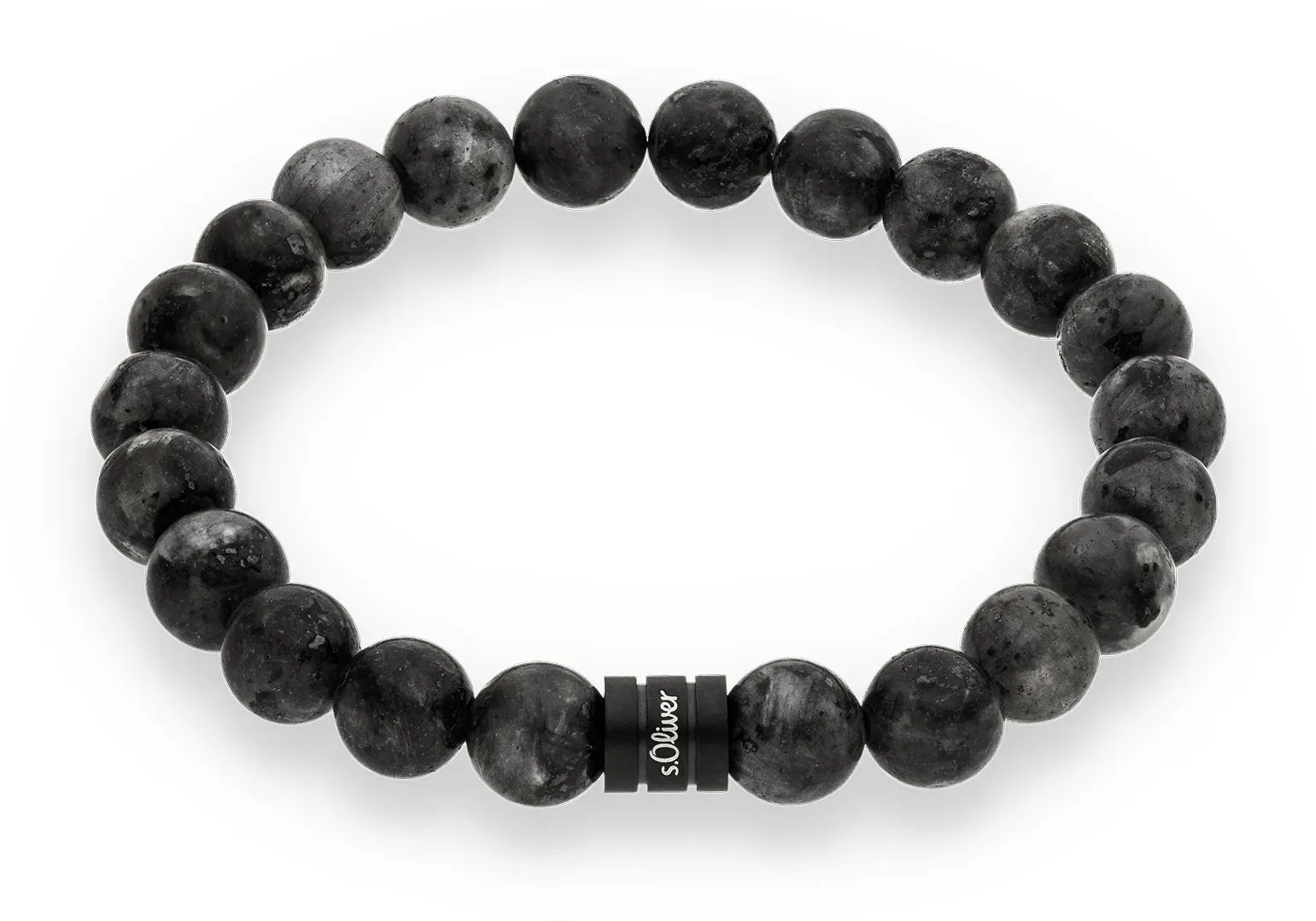 Armband S.OLIVER, schwarz (schwarz, grau, grau), Armbänder, Herren, 22cm, Edelstahl, Armband, mit Achat, Sodalith, Tigerauge, Spektrolith oder Kambaba Jaspis