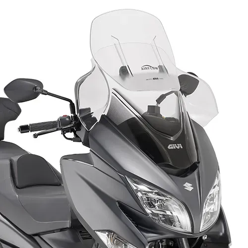 GIVI Airflow voorruit transparant, 650-770 mm hoog 670 mm breed voor Suzuki Burgman 400 (17-21) Voorruit