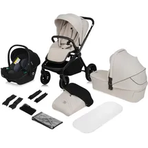 lionelo MIKA PLUS 3-in-1 Buggy 0-48 Monate bis zu 22 kg Babywagen bis zu 9 kg Kindersitz Babytrage bis zu 13 kg, Rückenlehne verstellbar, Dämpfung, 360° Räder, XXL-Verdeck