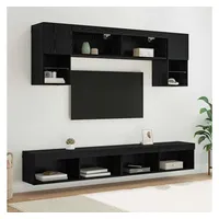 vidaXL TV Wand Einheiten mit LED 6 pcs Schwarz Eichen-Optik