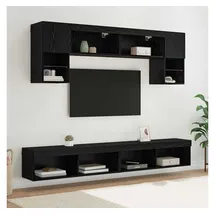 vidaXL TV Wand Einheiten mit LED 6 pcs Schwarz Eichen-Optik