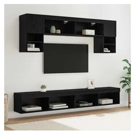vidaXL TV Wand Einheiten mit LED 6 pcs Schwarz Eichen-Optik