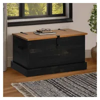 VidaXL Truhe HALDEN Schwarz 91x48x47 cm Massivholz Kiefer