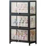 errtsdb 60x33x106cm glasvitrine, 3 Schicht vitrinenschrank vitrine, sammlervitrine vitrinenschrank Wohnzimmer Vitrinenschrank Stehend für Sammlerstücke, Bücher, Schwarz/Von Allen Seiten transparent