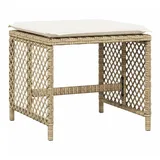 vidaXL Gartenhocker mit Kissen 4 Stk. Beige 41x41x36 cm Poly Rattan