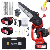 8-Zoll-Akku-Kettensäge 2*4000 mAh MINI-Kettensäge ohne Gewinde, 4 Ketten + 3 Kettenführungen