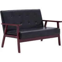 vidaXL Sofa 2-Sitzer Schwarz Kunstleder