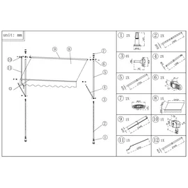 Trendline Balkon-Markise 250 x 130 cm grau