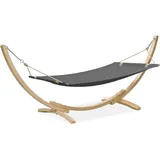 Konsimo Hängematte mit Gestell "LENGER", dunkelgrau, holz, Modern Design, 357x131x110 cm,