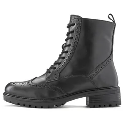 Schnürboots LASCANA, Damen, Gr. 42, schwarz, Obermaterial: 100% Schafsleder. Futter: 75% Textilmaterial, 25% Schafsleder. Decksohle: 100% Synthetik. Laufsohle: 100% Synthetik, unifarben, modisch, Schuhe, Schnürstiefelette, Ankle Boots, Leder, Schnüren & Reißverschluss
