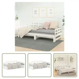 The Living Store Tagesbett Ausziehbar Weiß Massivholz Kiefer 2x(80x200) cm - Weiß