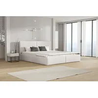 Fun Möbel Polsterbett Doppelbett BERGEN 140x200cm Stoff Freya Weiß