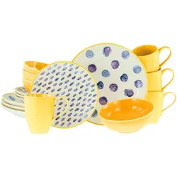Kombiservice CREATABLE "Maisie Bunt, Kombi-Service 16-tlg", bunt, 16 tlg., Steinzeug, Geschirr-Sets, Dots, Polka Dots, Konfetti, Punkte