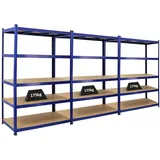 Proregal Mega Deal 3x Schwerlastregal Taurus HxBxT 180 x 120 x 60 cm Fachlast 175 kg Blau