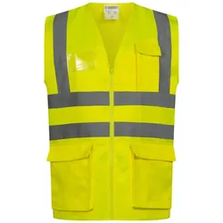 Mischgewebe-Warnweste "BASIC" Kl. 2 mit Taschen - XL - gelb