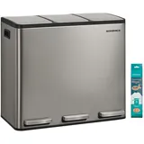 Songmics Mülleimer 3 x 18 l Silber