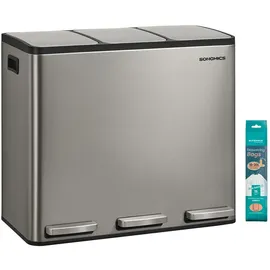 Songmics Mülleimer 3 x 18 l Silber