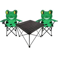 Mojawo 3er Kindersitzgruppe Kindertisch 2 Kinderstuhl Anglerstuhl Sitzgruppe - Schwarz/Grün