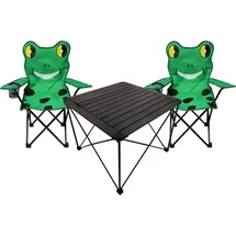 Mojawo 3er Kindersitzgruppe Kindertisch 2 Kinderstuhl Anglerstuhl Sitzgruppe - Schwarz/Grün