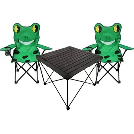 Mojawo 3er Kindersitzgruppe Kindertisch 2 Kinderstuhl Anglerstuhl Sitzgruppe - Schwarz/Grün