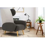 Home Affaire Sessel HOME AFFAIRE "Gox Ohrensessel", grau (grau, beige), B:86cm H:111cm T:100cm, Struktur fein ( 100% Polyester);Samtoptik (100% Polyester), Sessel, Sessel, in außergewöhnlicher stylischer Optik