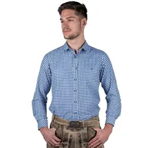 Edelnice Trachtenhemd kariert in blau, weiß | Gr.: 5XL