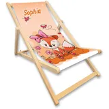 Unikatolo Kinder-Liegestuhl mit Name, Strandstuhl, Geschenkidee Geburtstag Kindergarten Kinderzimmerdeko (Fuchs Orange)