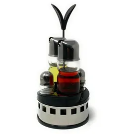 DanDiBo Ambiente Menage-Set Essig und Öl Spender Glas Edelstahl 209 Silber