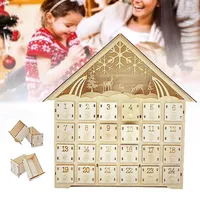 Adventskalender aus Holz – Musikschloss mit 24 Schubladen und LED-Lichtern | Wiederverwendbarer Adventskalender für Kinder und Familie | Weihnachtsdekoration (B)
