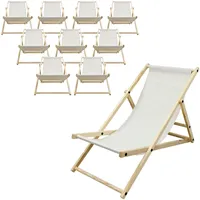 ECD Germany 10er Set Liegestuhl klappbar, Beige aus Holz