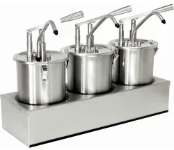 SCHNEIDER Hebel-Dosierspender aus Edelstahl, 3-fach 152402 , Fassungsvermögen: 3 x 5 l, H 435 mm x Ø 180 mm