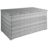 Tectake tectake® Auflagenbox, mit Aluminiumgestell und Rattangeflecht, komfortable Hubautomatik, 145 x 82,5 x 79,5 cm