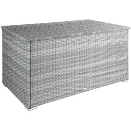 Tectake tectake® Auflagenbox, mit Aluminiumgestell und Rattangeflecht, komfortable Hubautomatik, 145 x 82,5 x 79,5 cm