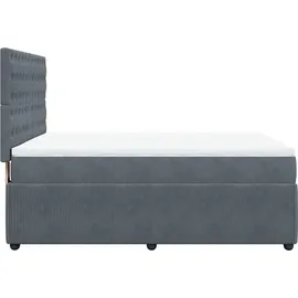 vidaXL Boxspringbett mit Matratze Dunkelgrau 140x200 cm Samt