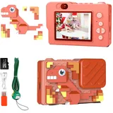 Kinder Kamera, 48MP Sofortbildkamera Kinder mit 32GB Karte, 2.4”Display Digitalkamera Kinder, 1080P HD Anti-Drop Fotoapparat Kinder, Geschenke für 3 4 5 6 8 7 9 10 11 12Jahre Jungen und mädchen - Rot