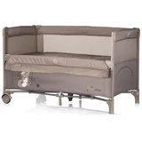 Chipolino Reisebett Relax 2 Ebenen, Vorderseite absenkbar, Seiteneingang, Tasche beige braun