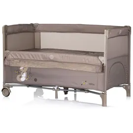 Chipolino Reisebett Relax 2 Ebenen, Vorderseite absenkbar, Seiteneingang, Tasche beige braun