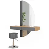 Vicco Schminktisch Melisa Grau/Eiche 120 cm mit Beleuchtung und Hocker