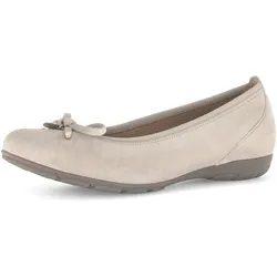 Ballerina GABOR, Damen, Gr. 40, beige (creme), Ziegenveloursleder, klassisch, Schuhe, Flache Schuhe, Business Schuhe mit Hovercraft Luftkammern-Laufsohle