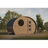FinnTherm Sauna Hobbit XS Gartensauna 1 Sitzbänke aus Holz , Sauna mit 42 mm Wandstärke, Außensauna mit Montagematerial - Naturbelassen