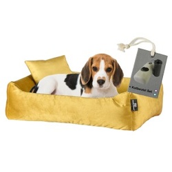 Rohrschneider ® Hundebett inkl. Gratis-Beigabe, Kuschelsofa gelb M