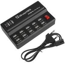 Ausla USB Hub, 12 Anschlüsse USB-Ladestation, Schnelles Und Sicheres Laden, 5v 10a USB Steckerleiste (220v-Eu)